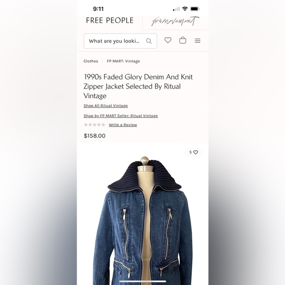 1990s Faded Glory Denim And Knit Zipper Jacket Quilted Lining Sz S Y2K - Picture 10 of 10